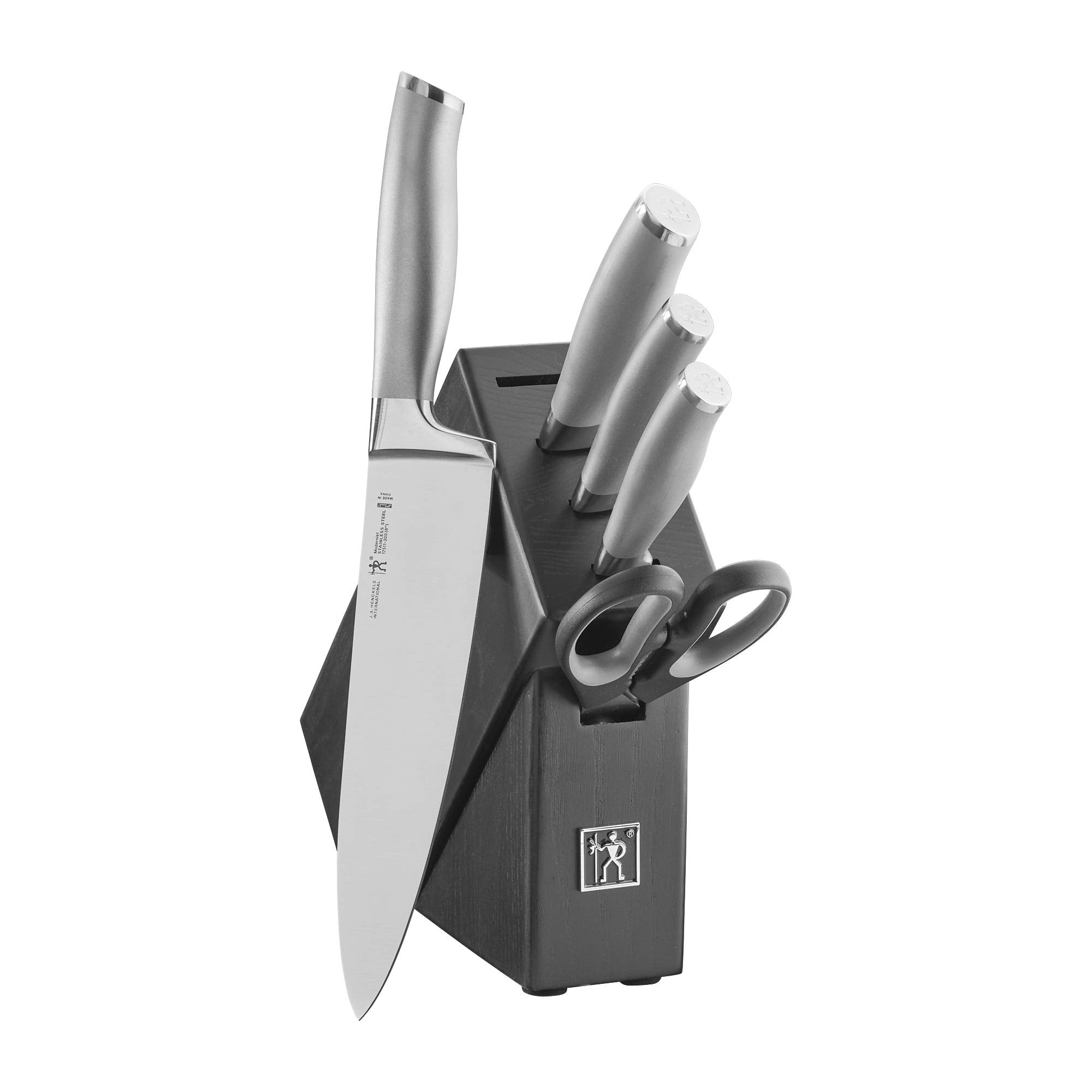 Henckels International Modernist 6-pc Knife Block Set | Paring Knife, Serrated Utility Knife, Utility Knife, Chef’s Knife & Kitchen Shears