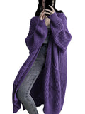 Womens Long Sleeve Cardigan Sweaters Open Front Knit Long Cardigans Duster with Pockets 2024 Fall Winter Oversized Coat (US, Alpha, Small, Regular, Regular, Purple)
