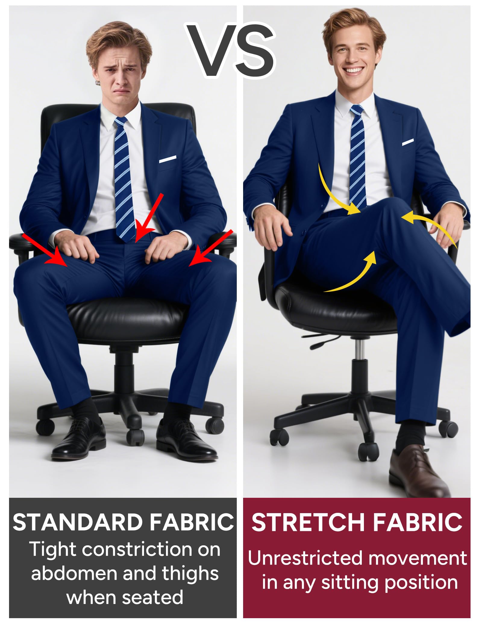 Pacific Perfect Mens Suits Regular Fit Slim Fit 2 Piece Navy Blue Tuxedo Classic Fit with Stretch Fabric Mens Suit for Business, Wedding, Prom, Party (Regular, 36R)