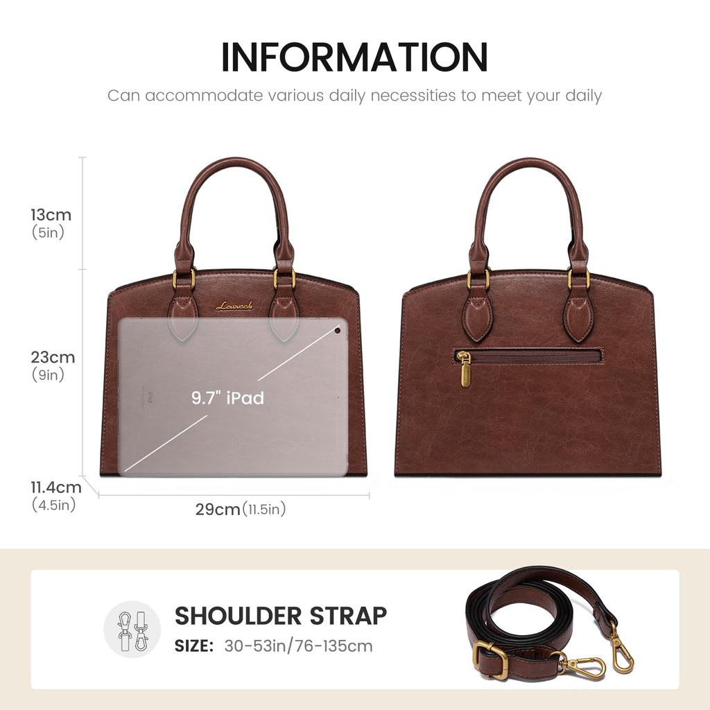 LOVEVOOK Purse Handbag for Women, Vintage Tote Shoulder Bag Trendy, PU Leather Satchel Bag, Medium Ladies Hand