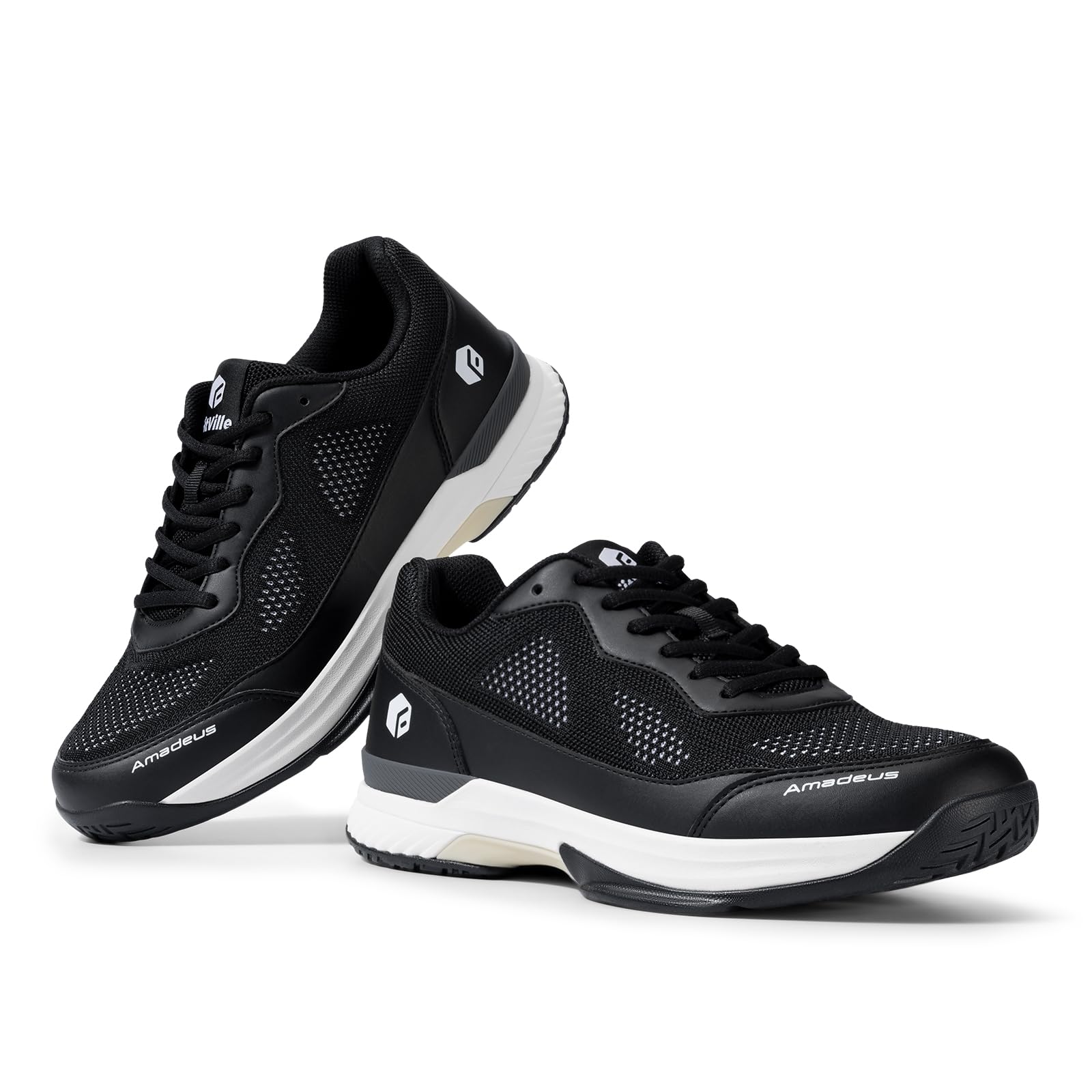 FitVille Extra Wide Pickleball Shoes for Men Blue Tennis Shoes Sneakers for All Court Racquetball Athletic Shoes for Racquet Sport | Arch Support & Wide Toe Box (11 X-Wide, Black)