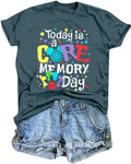 Magical Shirt for Women Funny Today is A Core Memory Day Letter Print T Shirts Cute Family Vacation Graphic Tee Tops Green
