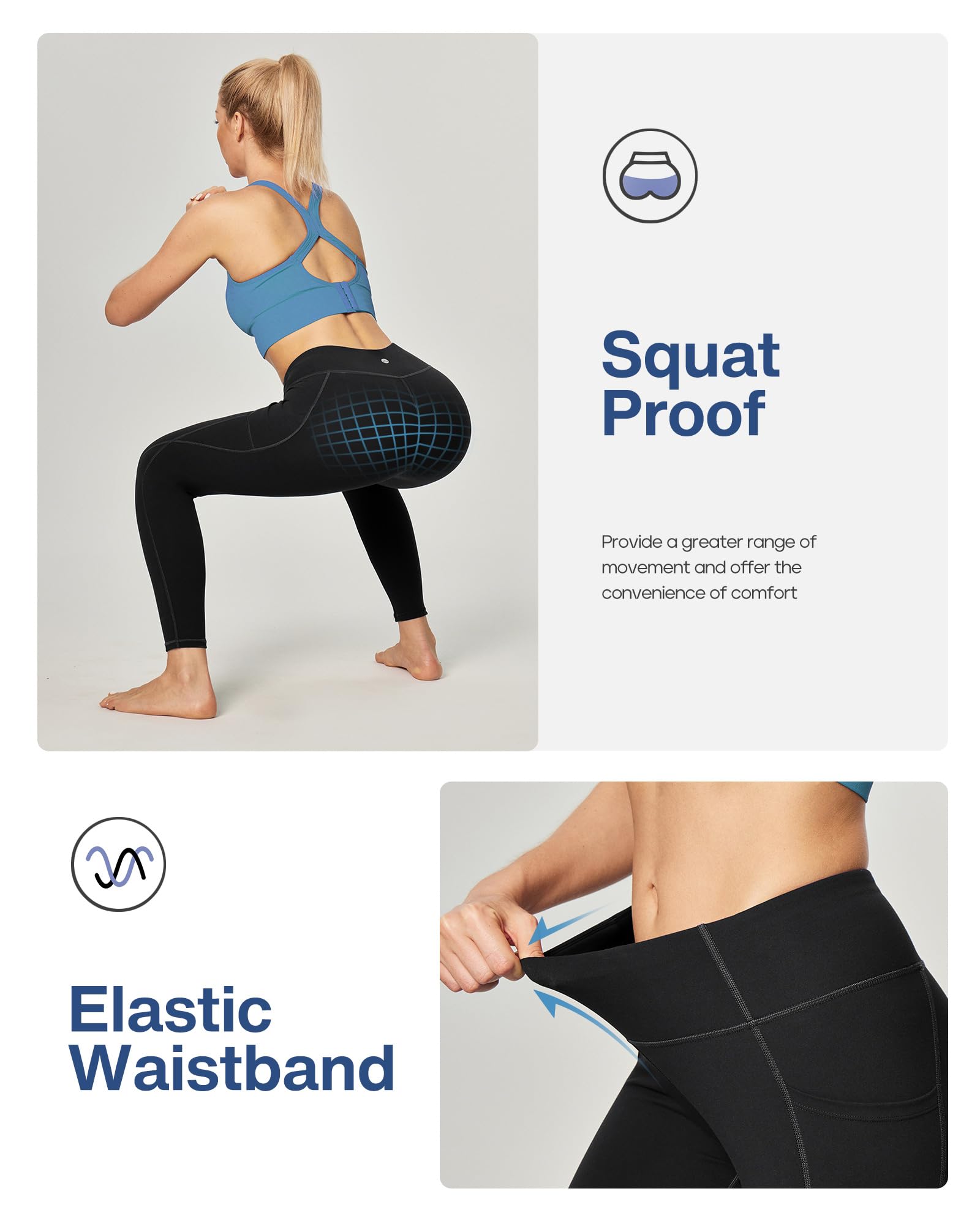 Heathyoga Leggings with Pockets for Women Tummy Control High Waisted Yoga Pants Women Compression Workout Leggings Black