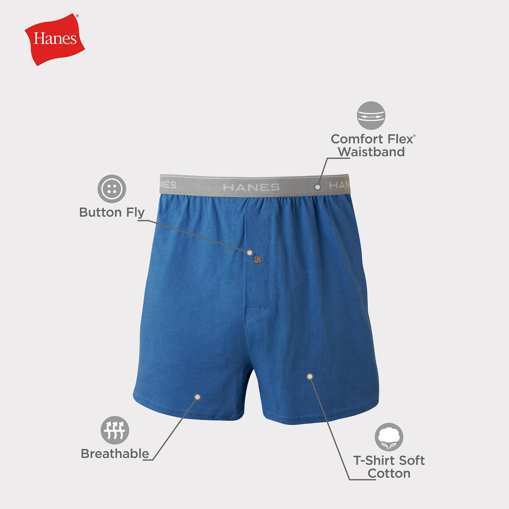 Hanes Men's Boxers, Cotton Knit Comfortable Boxer Underwear, Moisture-wicking Cotton Boxers, 5 count (pack of 1)