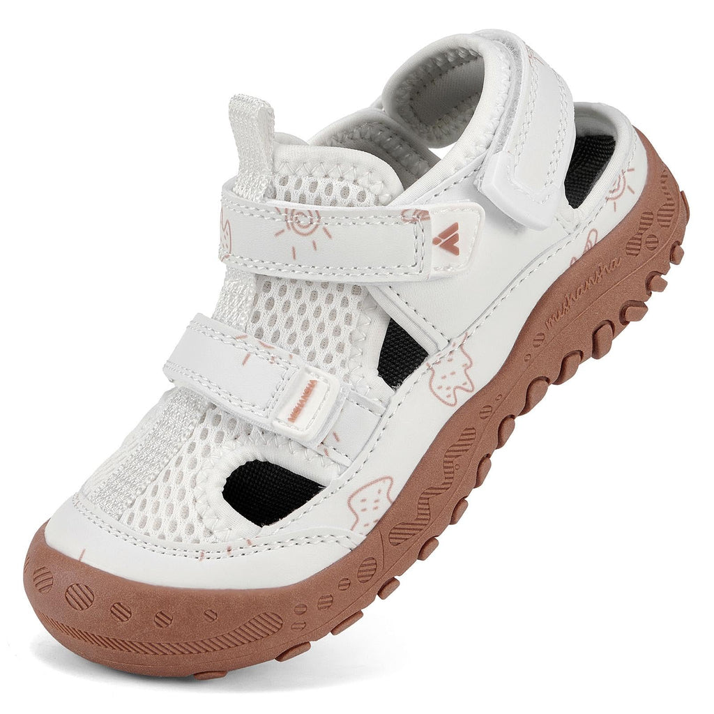 Mishansha Toddler Sandals Kids Walking Shoes Boys Girls Anti-Collision Breathable Sandals Toddler Adjustable Strap Non-Slip Outdoor Sneakers for Hiking Sports Trail Running White Little Kid 3.5