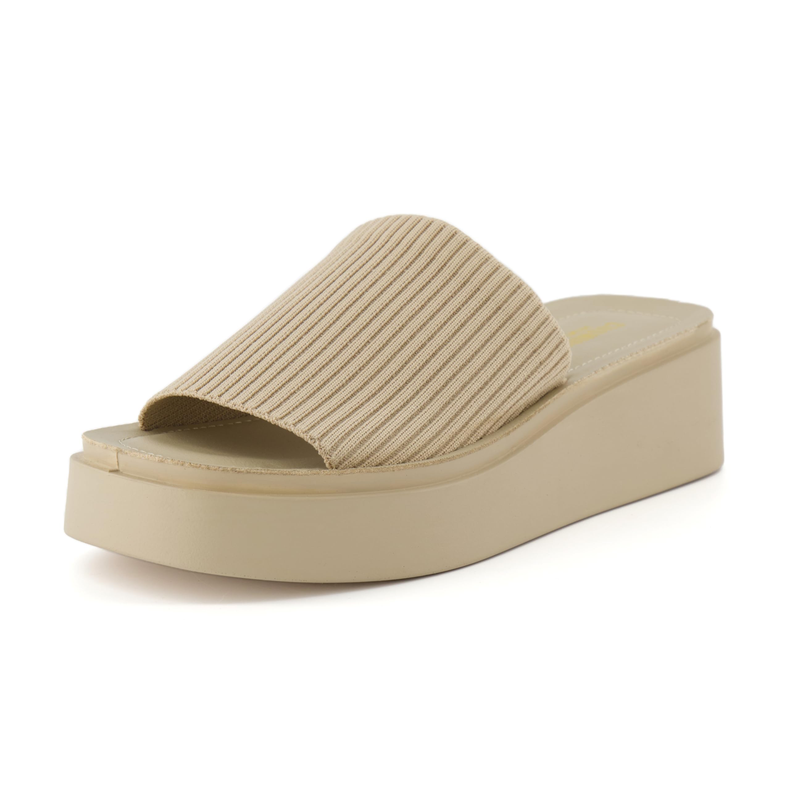 CUSHIONAIRE Pim Wedge Chunky Platform Womens Sandals with Firm Knit Upper & Memory Foam Summer Sandals for Women 2026, TAUPE 9.5