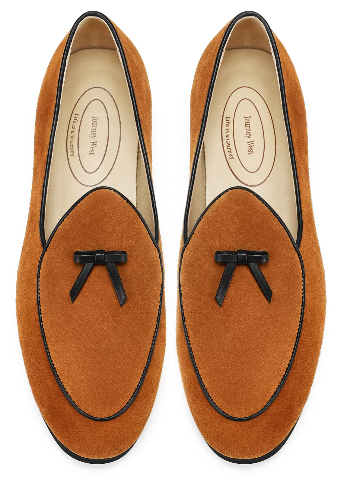 Journey West Men's Vintage Loafers for Men Belgian Loafers Slip-on Loafer Penny Loafer Casual Loafers Brown US 7