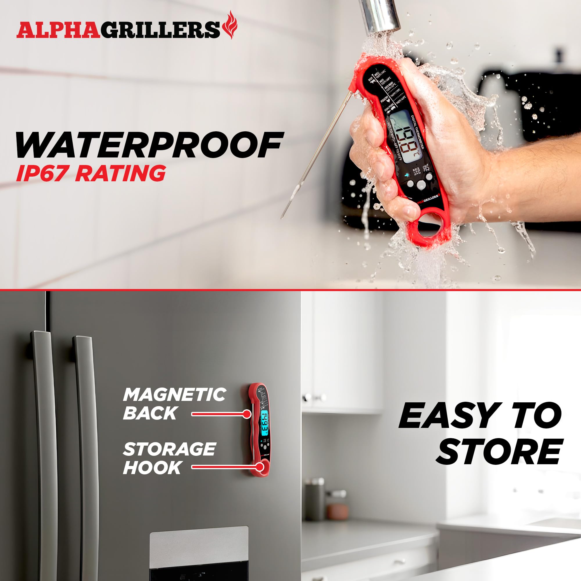 Alpha Grillers Meat Thermometer Digital - Instant Read Food Thermometer for Cooking and Grilling Gifts for Men Valentines Day Gifts for Him Her Mom Dad