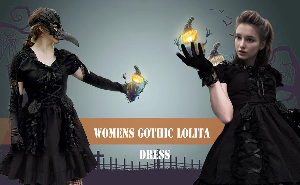 GOLDSTITCH Womens Gothic Lolita Dress Classic Black Layered Lace-up Fancy Dress Costume