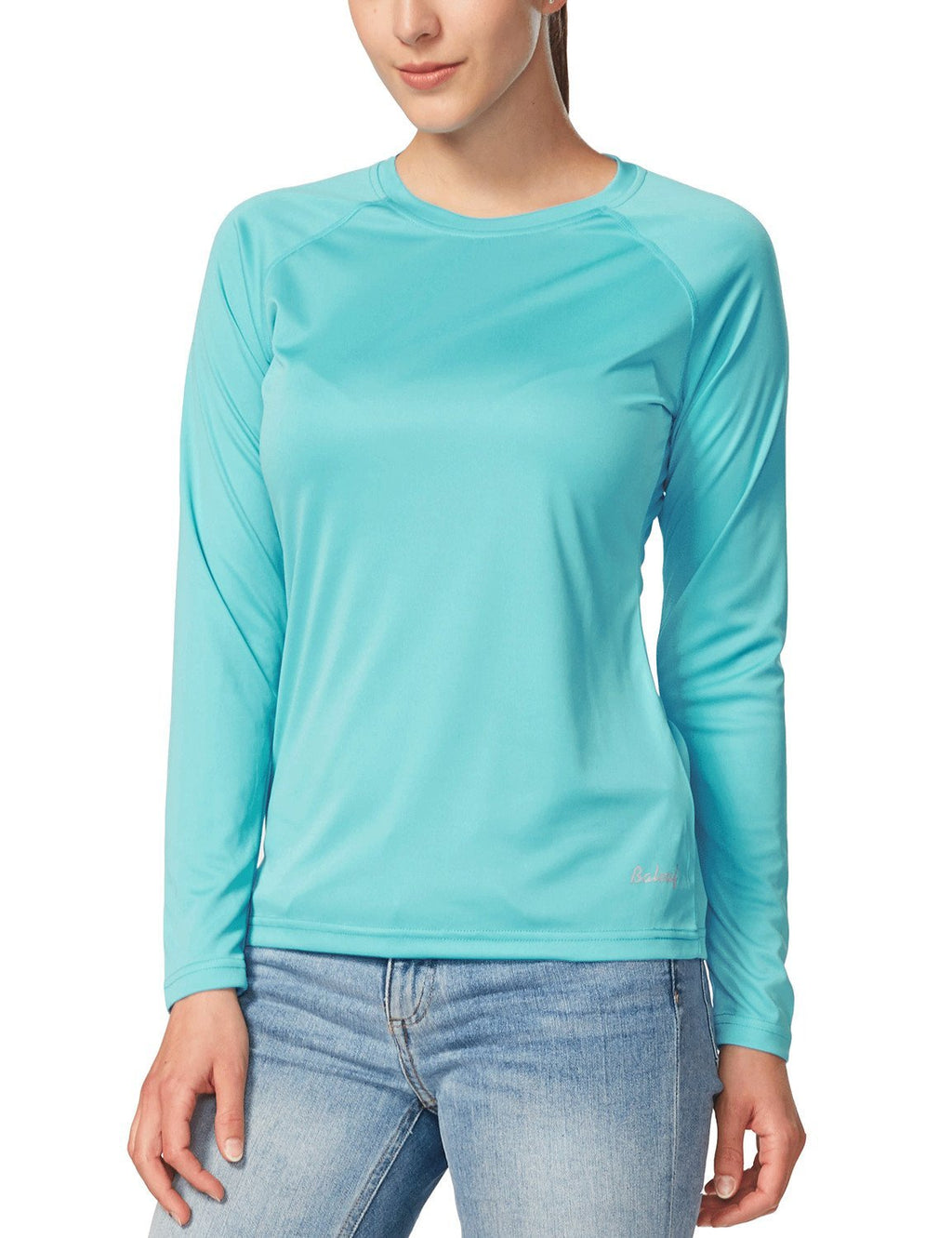 baleaf Women's Long Sleeve Hiking Shirts UPF 50+ Uv Protection SPF Fishing Tops Lightweight Quick Dry Rash Guard Swimwear Outdoor Clothes Blue Size L