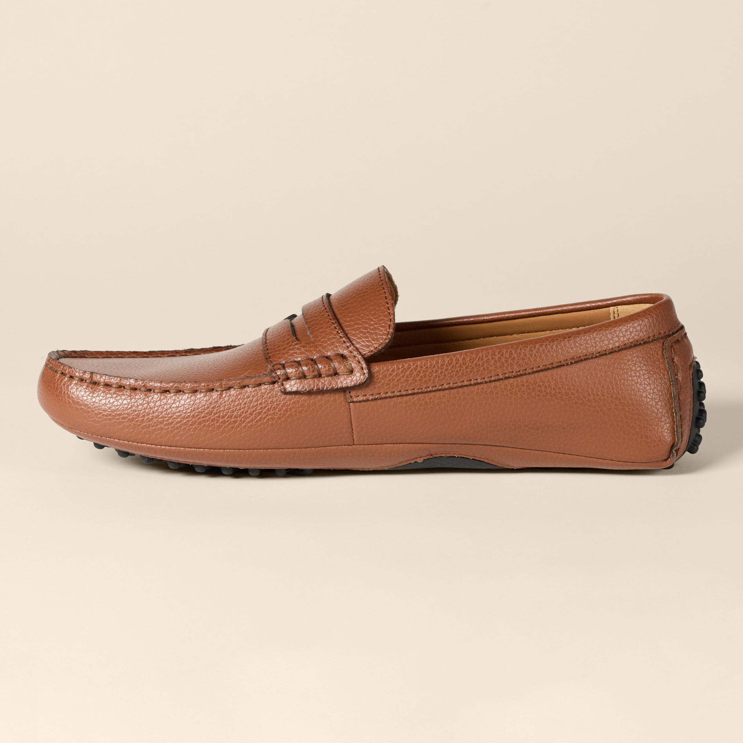 Amazon Essentials Men's Casual Driving Moc Loafers Slip-On Shoes, Tan Faux Leather, 9