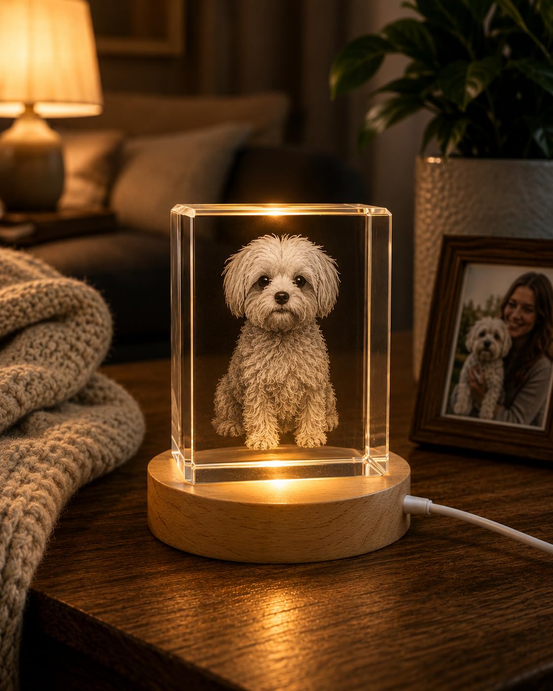 Personalized Pet Memorial 3D Photo Crystal – Custom Engraved Dog & Cat Picture in Crystal, Unique Pet Loss Sympathy Gift, Laser Etched Keepsake for Dog Lovers & Cat Lovers (3 x 2 x 2 inches)