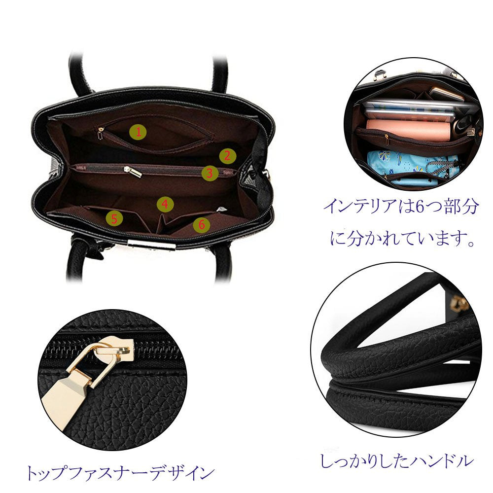 FiveloveTwo Women Classy Satchel Handbag Elegant PU Tote Purse Handle Bag Shoulder Crossbody Bag Dark blu