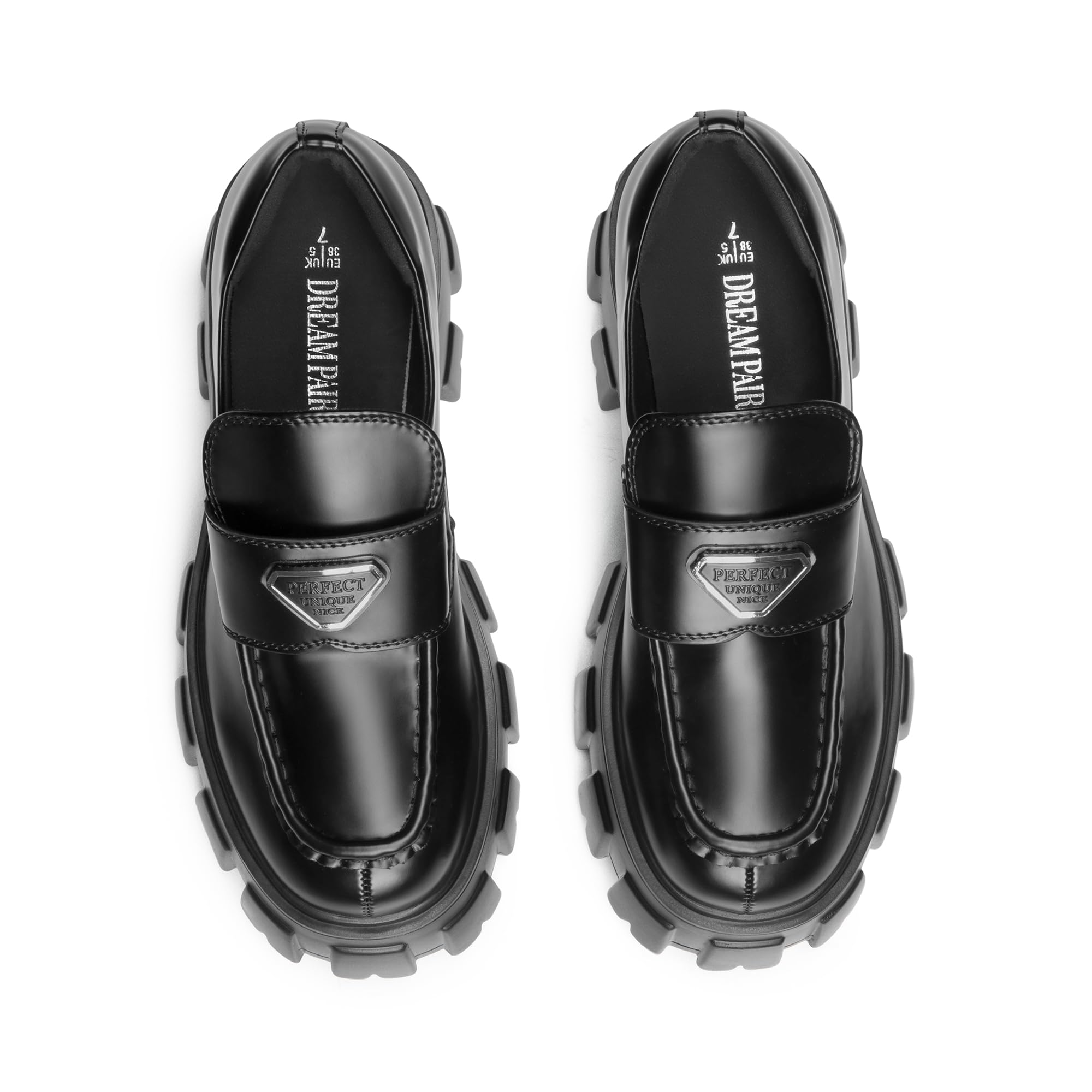 DREAM PAIRS Women's Chunky Loafers Platform Comfortable Slip-On Dressy Business Casual Fashion Outfit Loafer Shoes,Size 8,Black,SDLS2411W