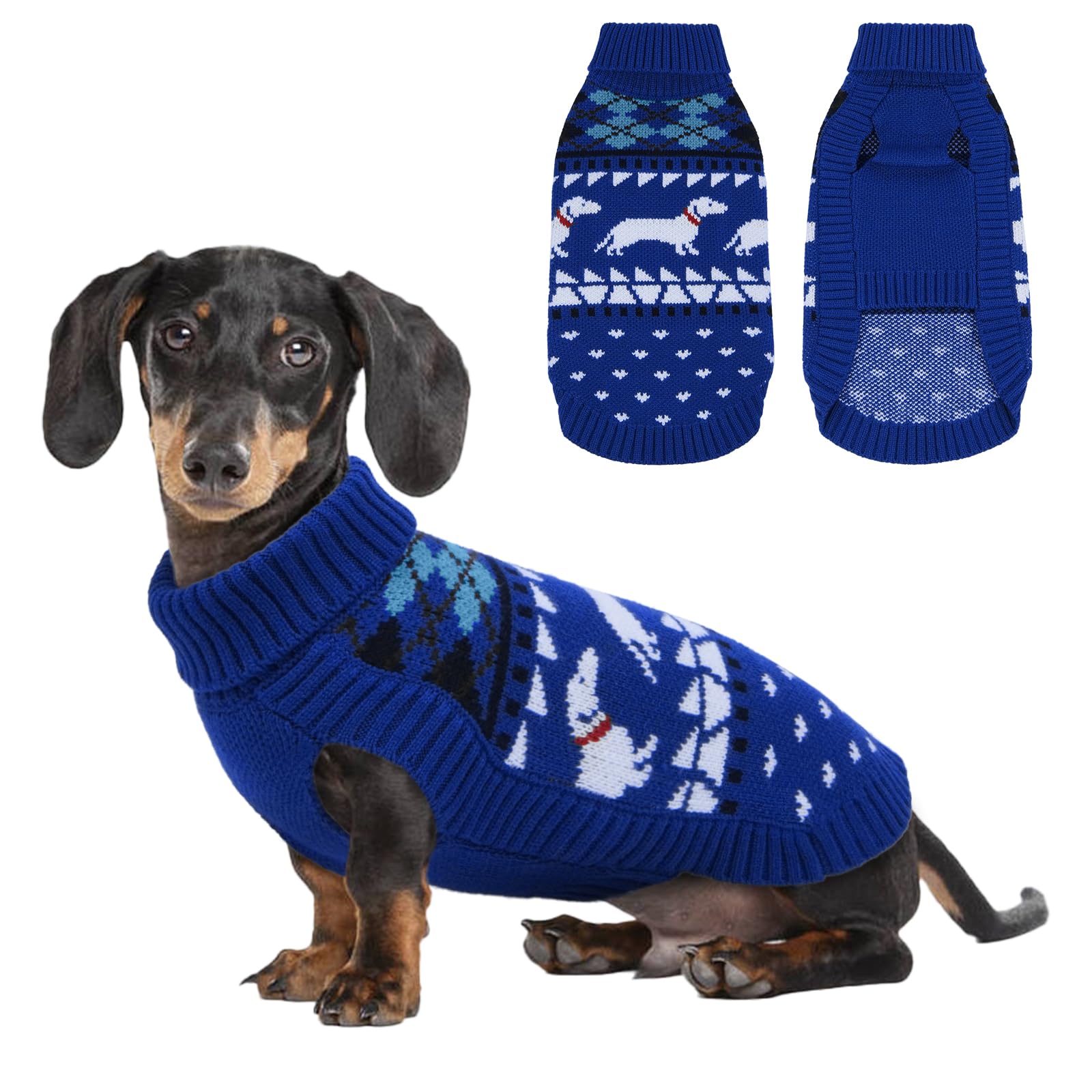 Lelepet Dachshund Sweater, Turtleneck Dog Sweaters for Small Dogs, Warm Pullover Knitted Pet Coat, Cold Weather Dachshund Clothes, Fall/Winter Cozy Outfit (XS-XL)