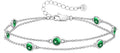 LOUISA SECRET Birthstone Bracelets for Women, 925 Sterling Silver Charm Link Double Strand Bracelet, Birthday Anniversary Christmas Jewelry Gifts for Wife Girlfriend Mother her