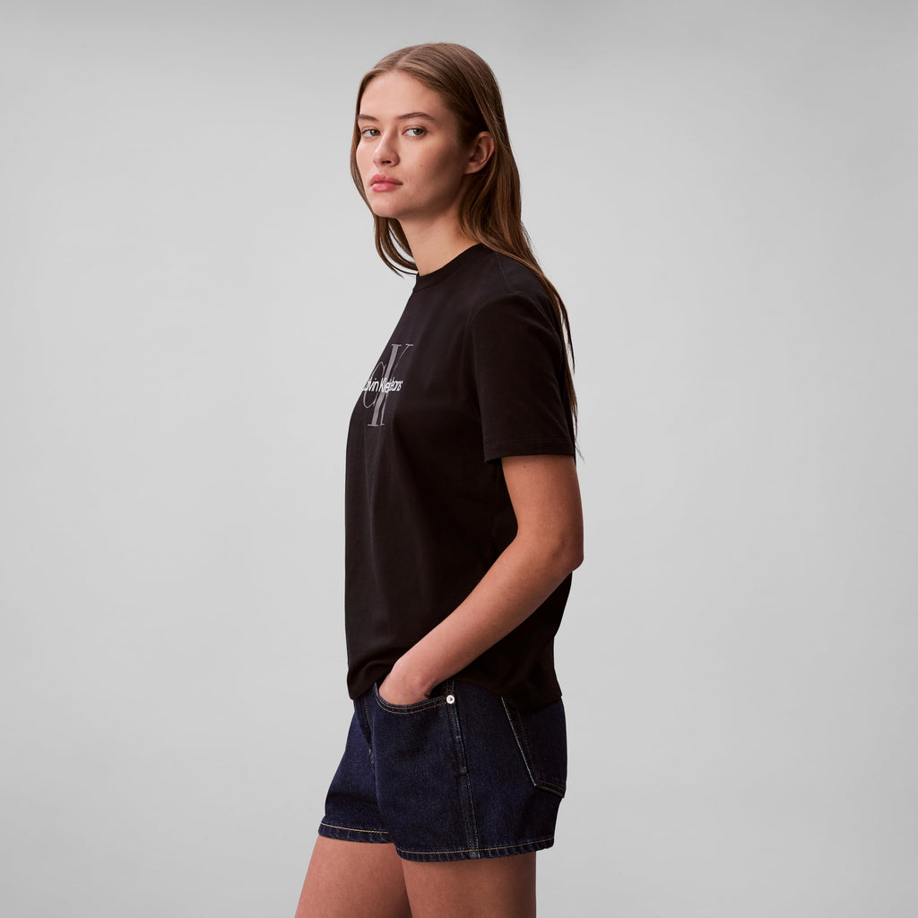 Calvin Klein Women's Monogram Logo Crewneck T-Shirt Black