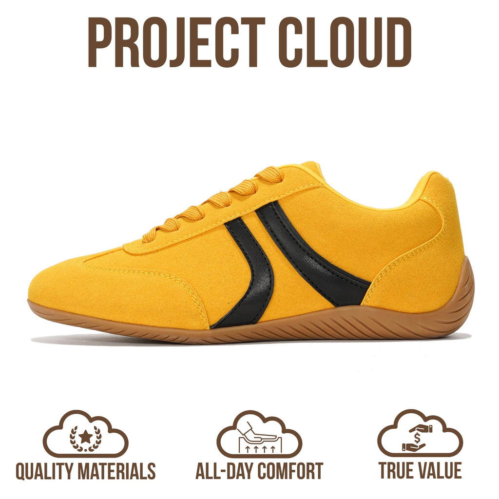Project Cloud Barefoot Shoes Women – Memory Foam Lace-Up Womens Sneakers – Lightweight & Non Slip Womens Shoes Casual – All-Day Women's Fashion Sneakers for 2026 (Goal, YEL, 7) Yellow