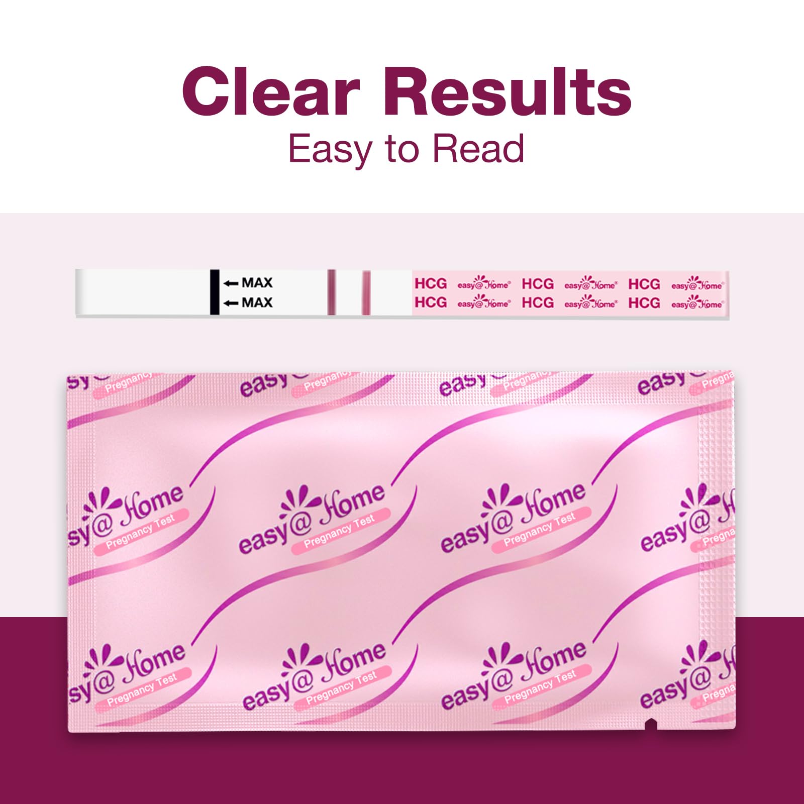 Easy@Home Pregnancy Test Strips: 20 Bulk Pregnancy Strips, Early Detection hCG Test Kit - Pruebas de Embarazo, Powered by Premom APP | 20 Pack