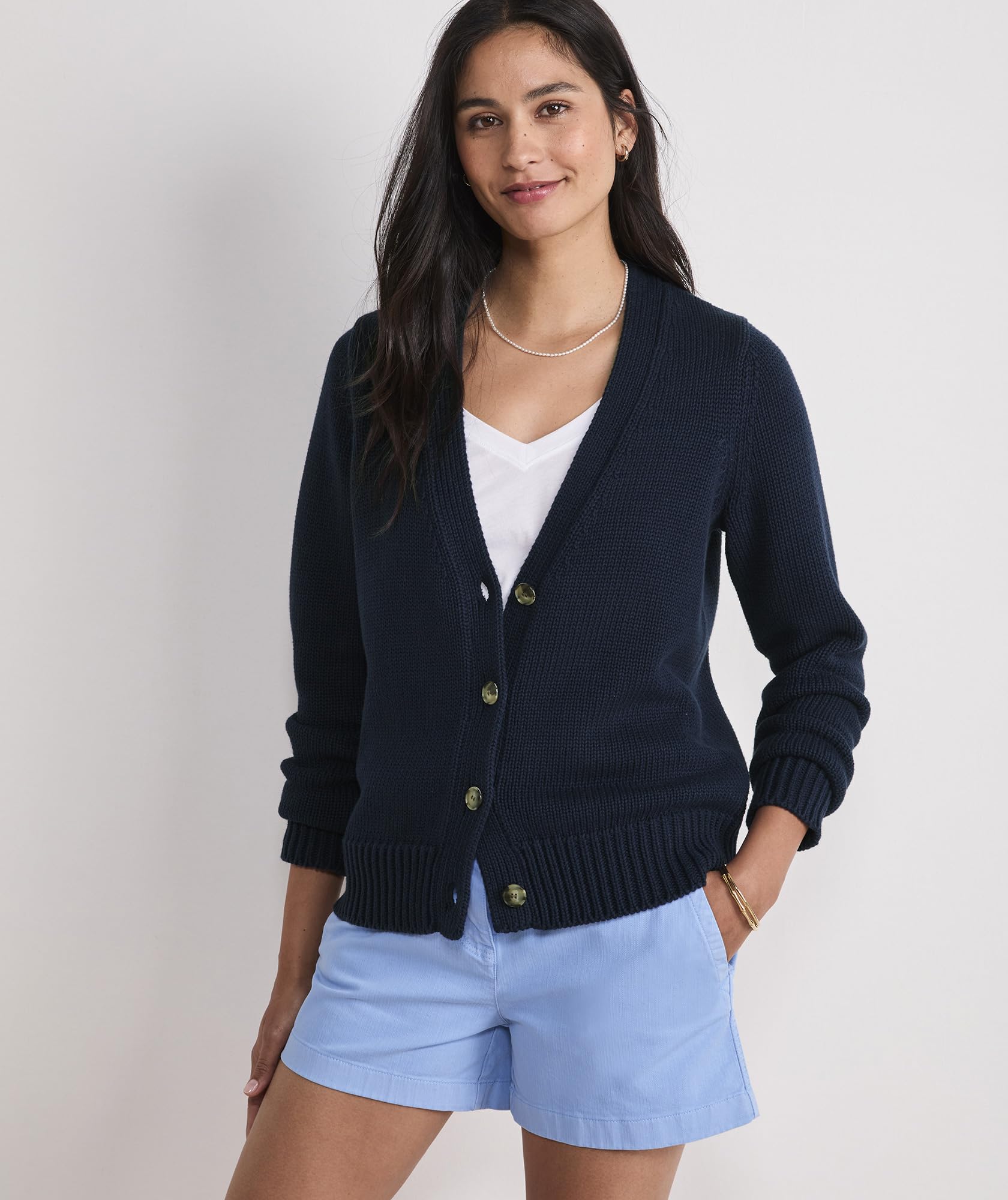 vineyard vines Katie Cotton Cardigan, Nautical Navy, M
