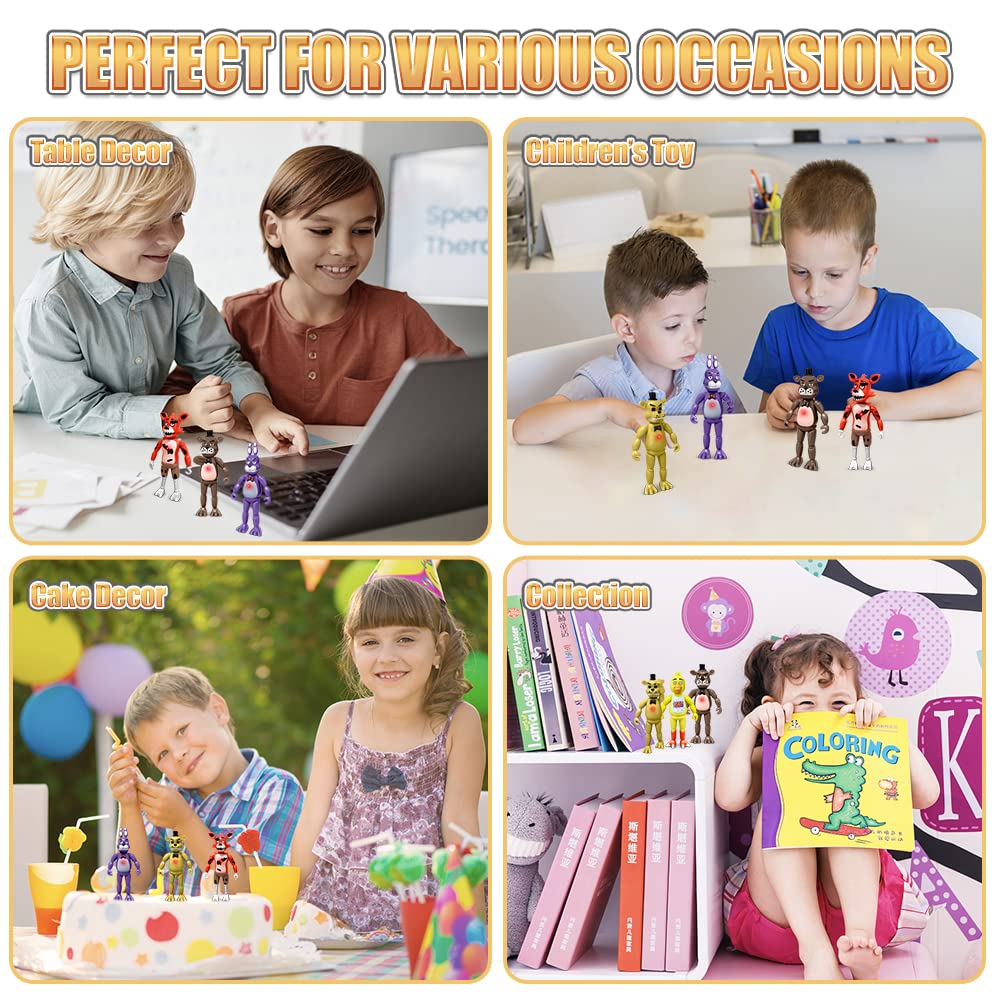 Action Figures Set, 5 Pcs Action Figures Toy, 5.5 Inches Movable Joints Collectible Toys Set with Light for Toys Dolls Gifts Cake Toppers