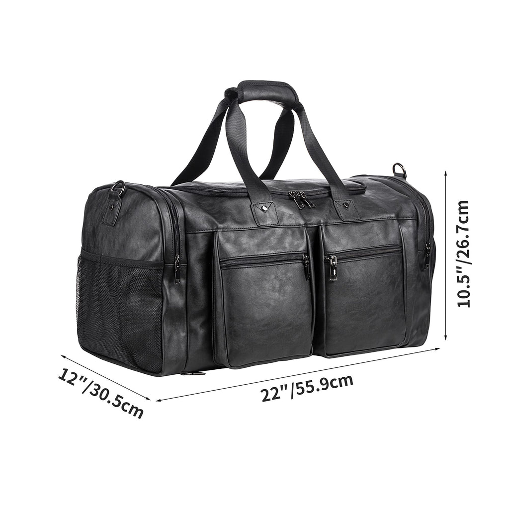 Travel Bag with Shoe Pouch,Weekender Overnight Bag Leather Large Carry On Bag