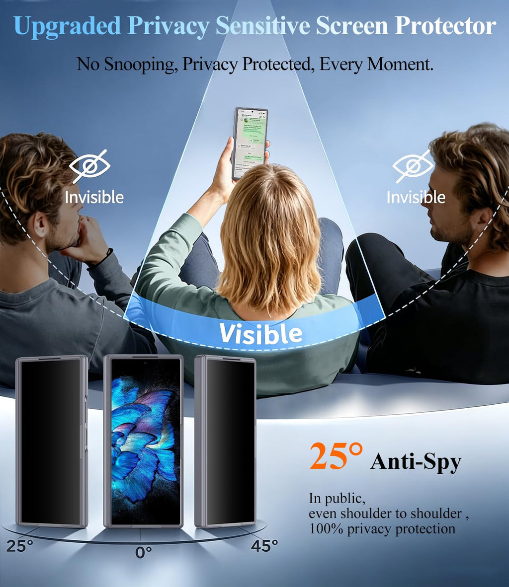 for Z Fold 8 Ultra Case, Built-in Privacy Screen & Hinge Protection, Gray