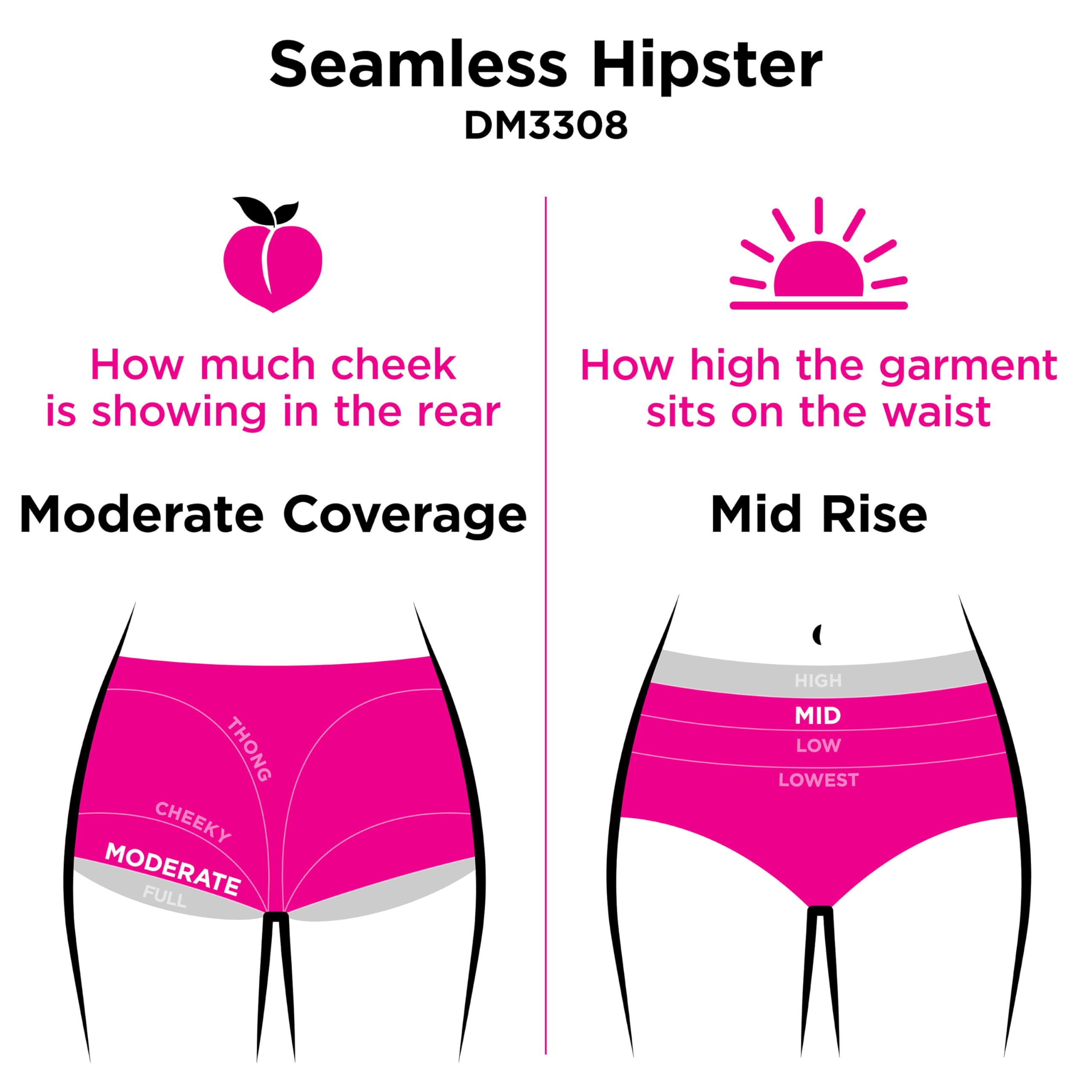 Maidenform Women's M Seamless Bikini, Mid-Rise Hipster Panty, Seamless Underwear for Women, 3-Pack