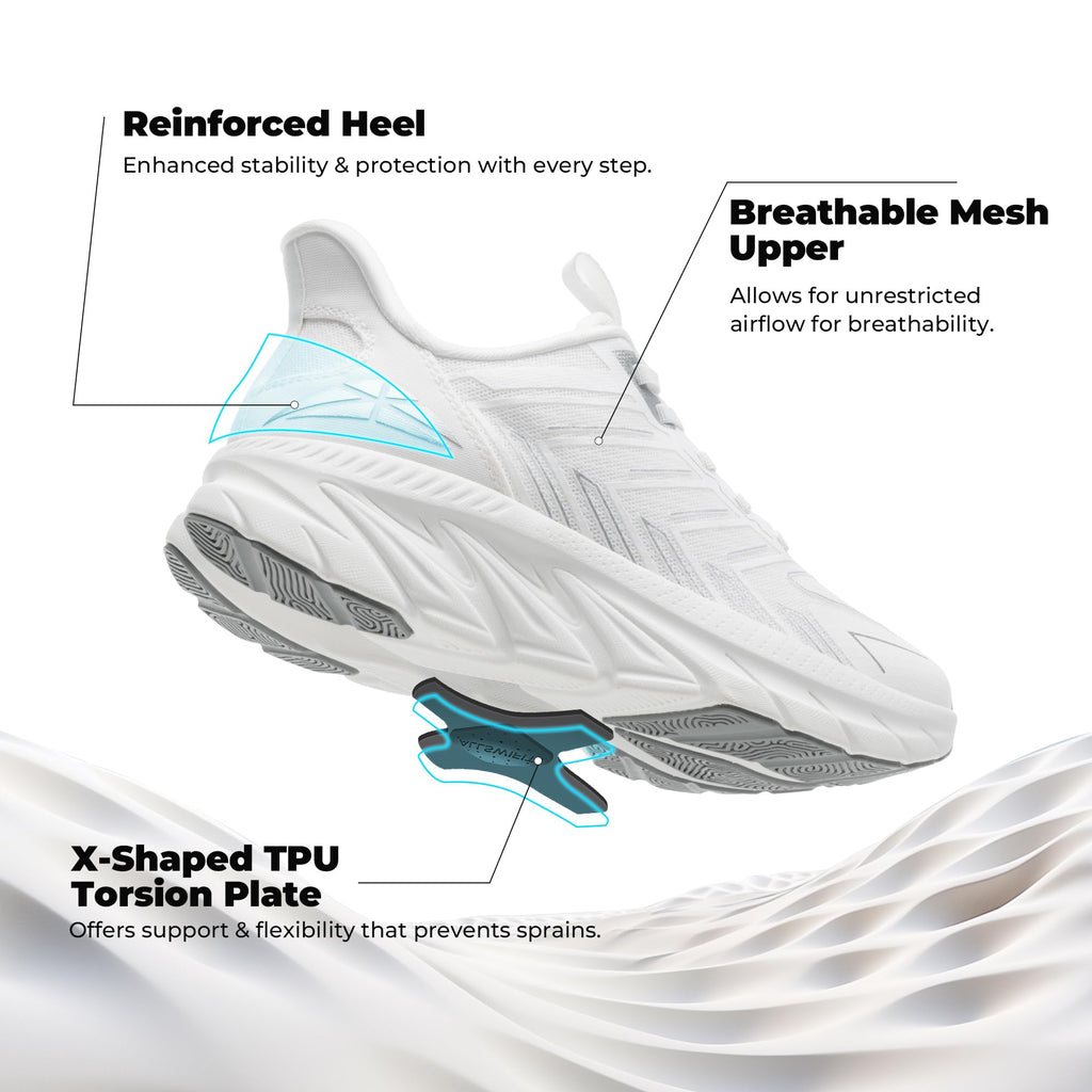 ALLSWIFIT Women's Slip On Walking Shoes Running Comfortable Tennis Breathable Non Slip Athletic Gym Workout Cross Training Fashion Sneakers,Size 8,White,SARR034W