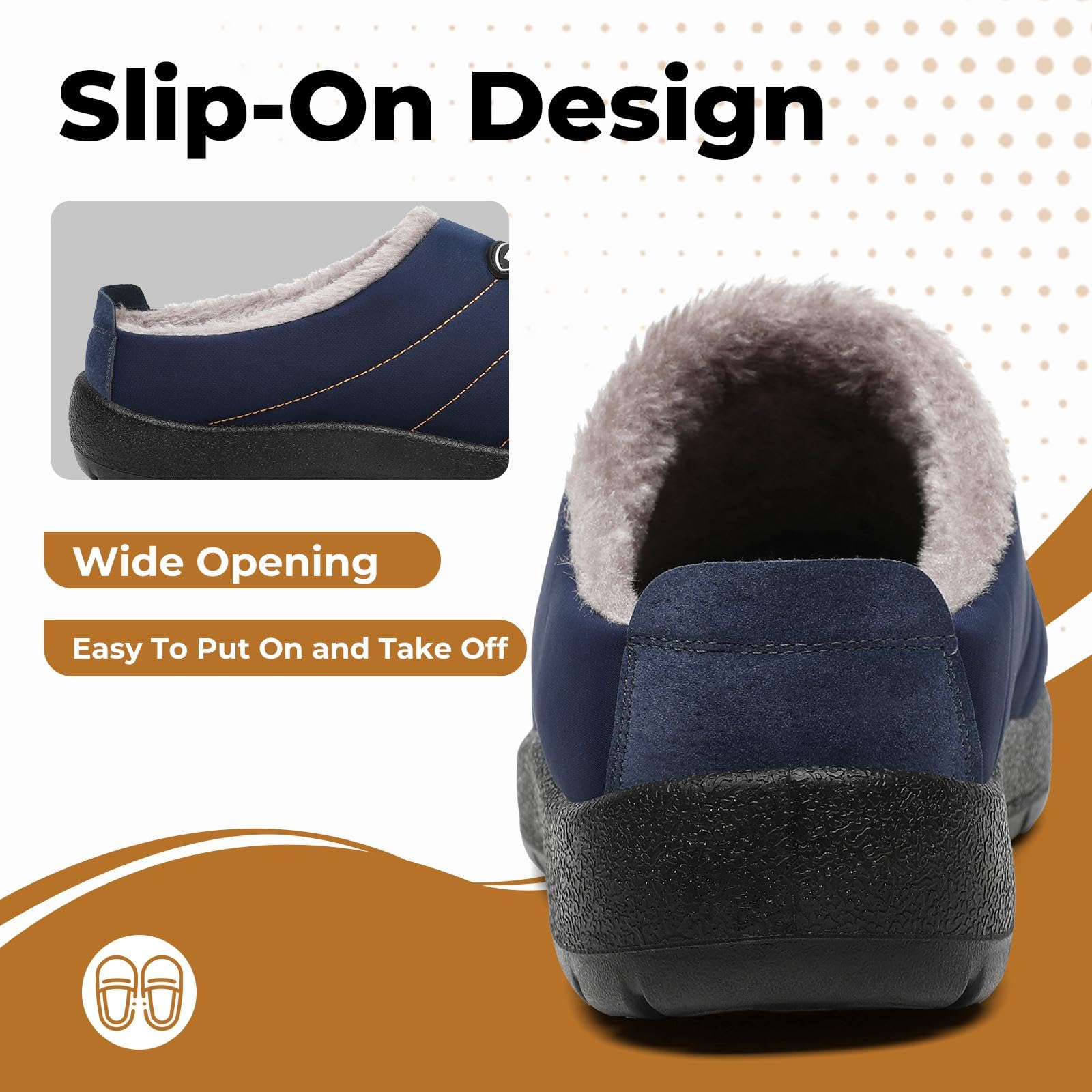Mishansha Mens Womens House Slippers Warm Fur Lined Winter House Shoes Slip on Cozy Indoor Outdoor Slipper Dark Blue Size 8.5 Women/6.5 Men