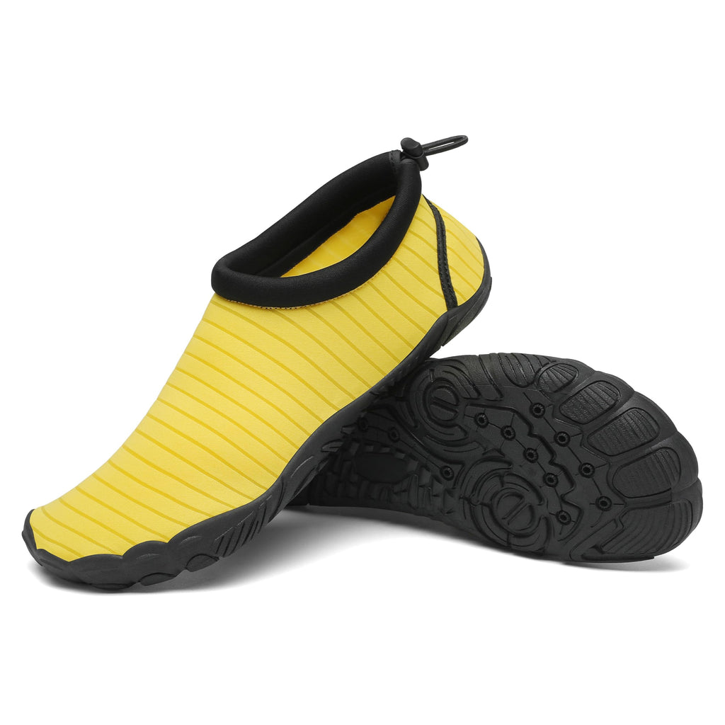Mishansha Womens Mens Water Shoes Wide Toe Box Swim Beach Barefoot Shoes Quick Dry Non Slip Yellow 7.5 Women/5.5 Men