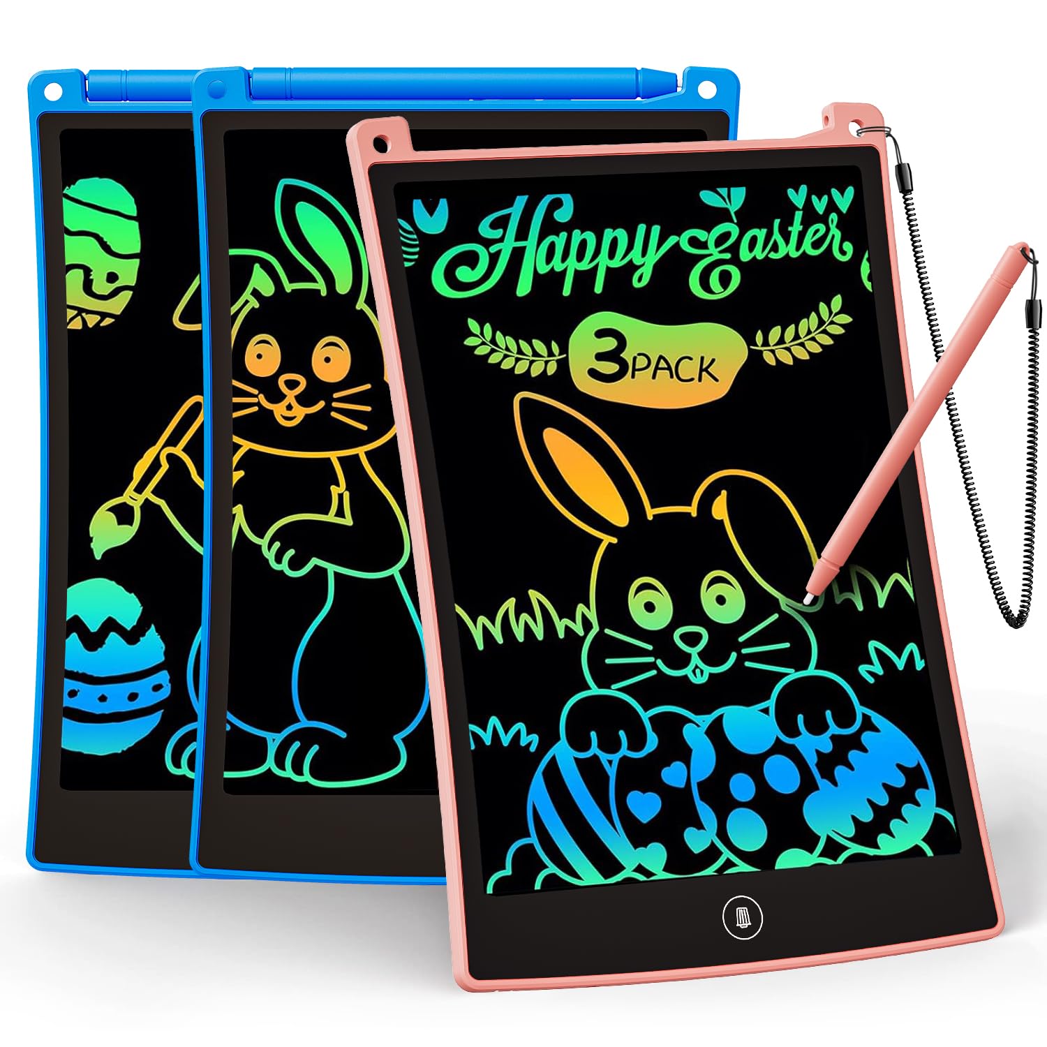 KOKODI Kids Toys 3 Pack LCD Writing Tablet, Colorful Drawing Pad Erasable Doodle Board, Educational Learning Toys Birthday Gifts for Boys Girls Age 3 4 5 6 7 8(Blue & Pink & SkyBlue)
