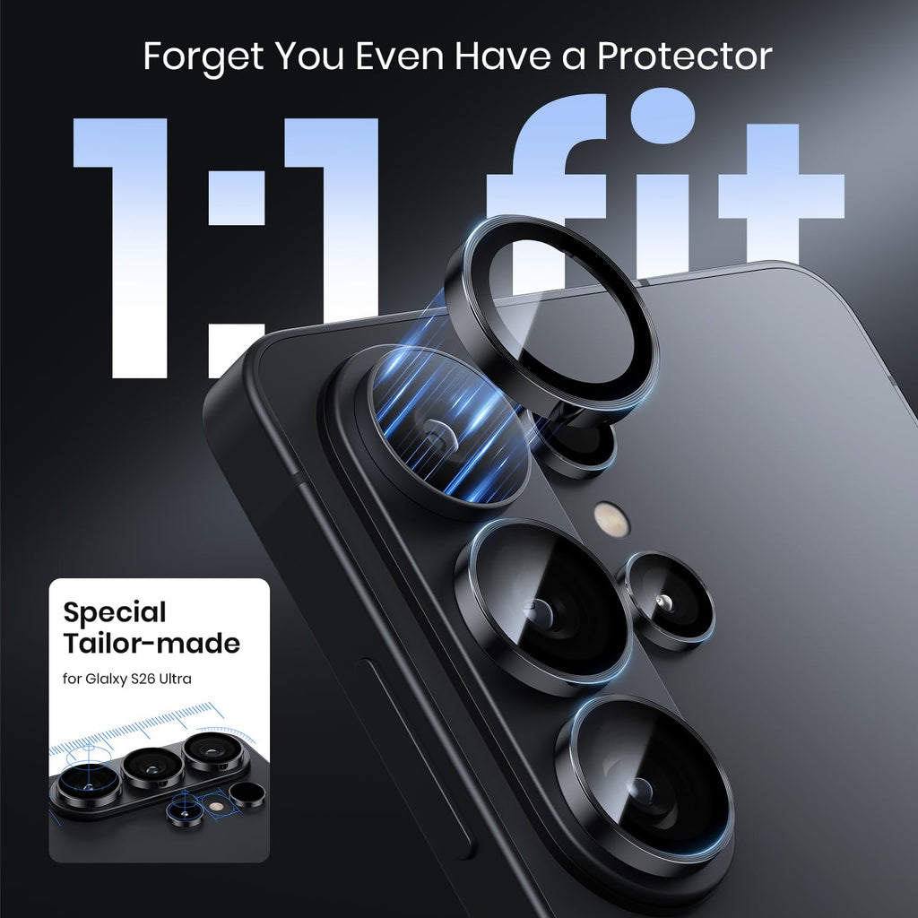 Hoerrye for Samsung Galaxy S26 Ultra Camera Lens Protector - [Top 9H+ Tempered Glass - 12FT Military Grade] Case Friendly Invisible Fit Camera Screen Protector Cover Accessories,Black
