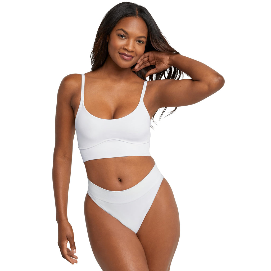 Maidenform Womens High Leg Underwear, Seamless High-cut Panties For 3-pack Bikini Style, Sandshell/White/Sandshell, Medium US