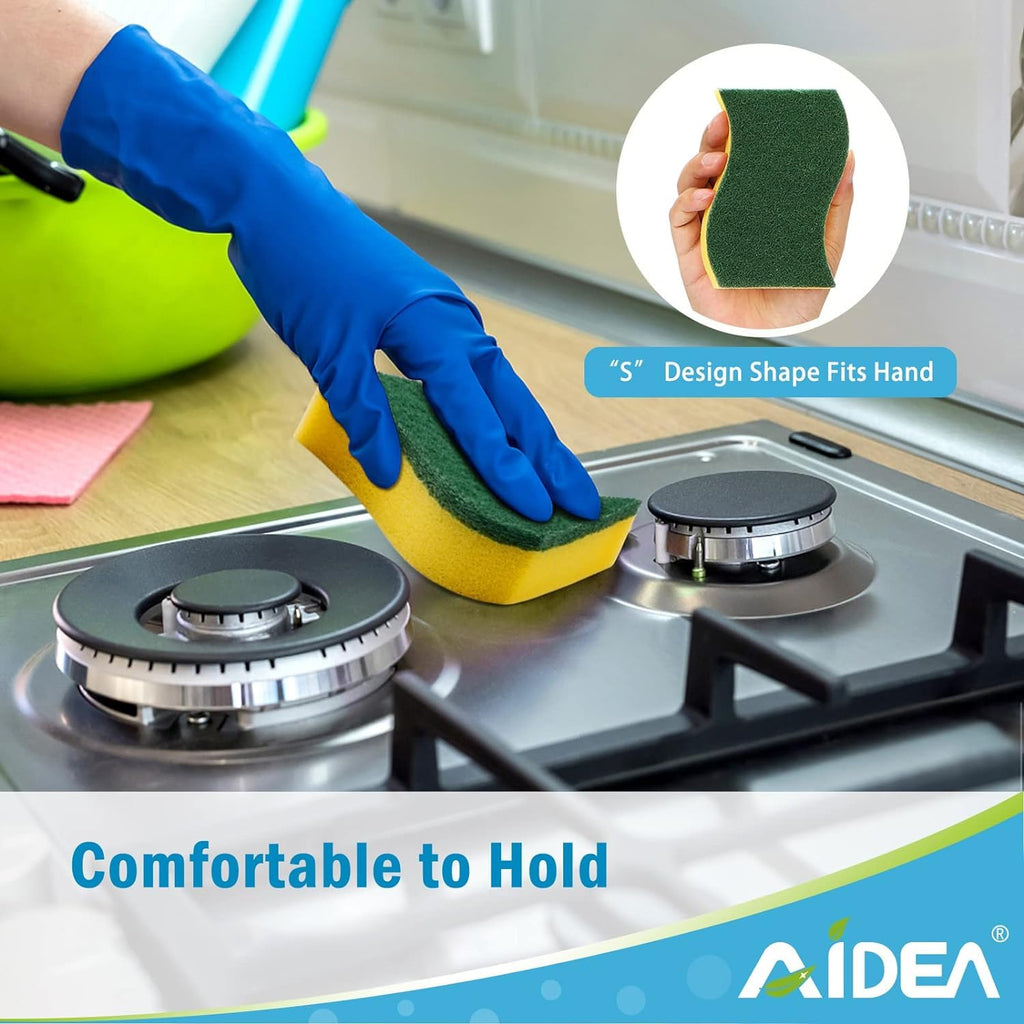 AIDEA Sponges Kitchen, 50 Pack Heavy Duty Dish Sponge, Cleaning Dish Scrubber for Home and Kitchen, Stink-Free Cleaning Supplies for Pots, Pans