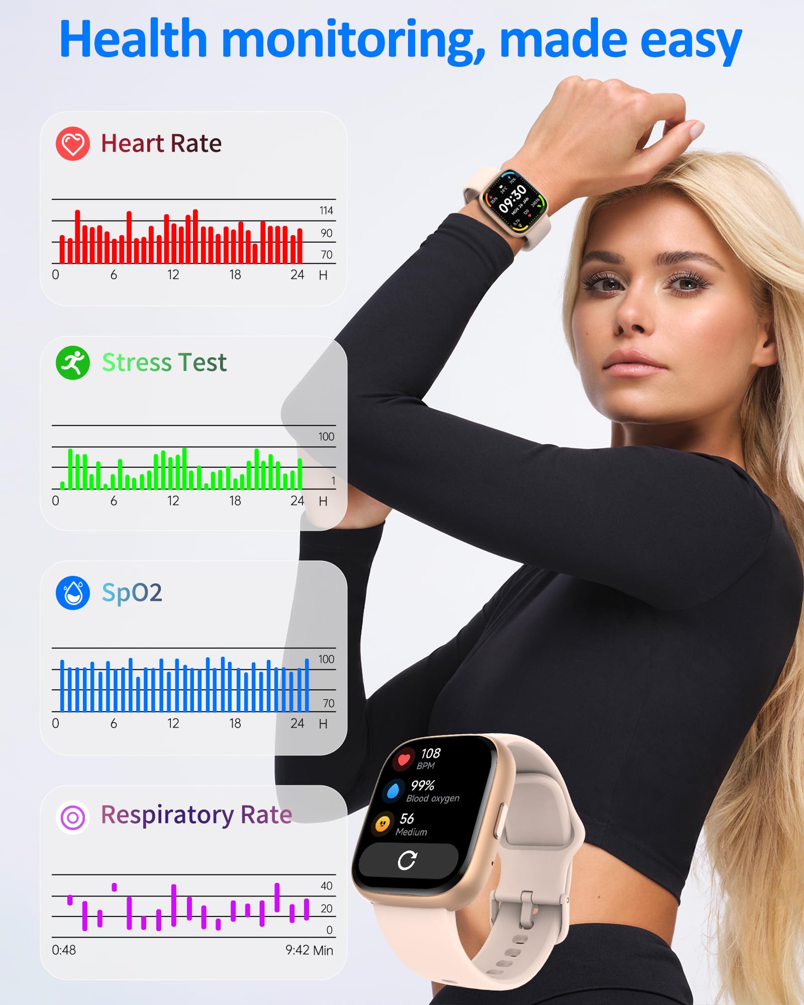 Boqurich Smart Watch Men Women (Alexa Built-in), 1.83" HD Fitness Tracker, Bluetooth 5.3 Call, Heart Rate SpO2 Sleep Monitor, IP68 Waterproof, 100+ Sports Modes, Pedometer for iOS Android (Pink)