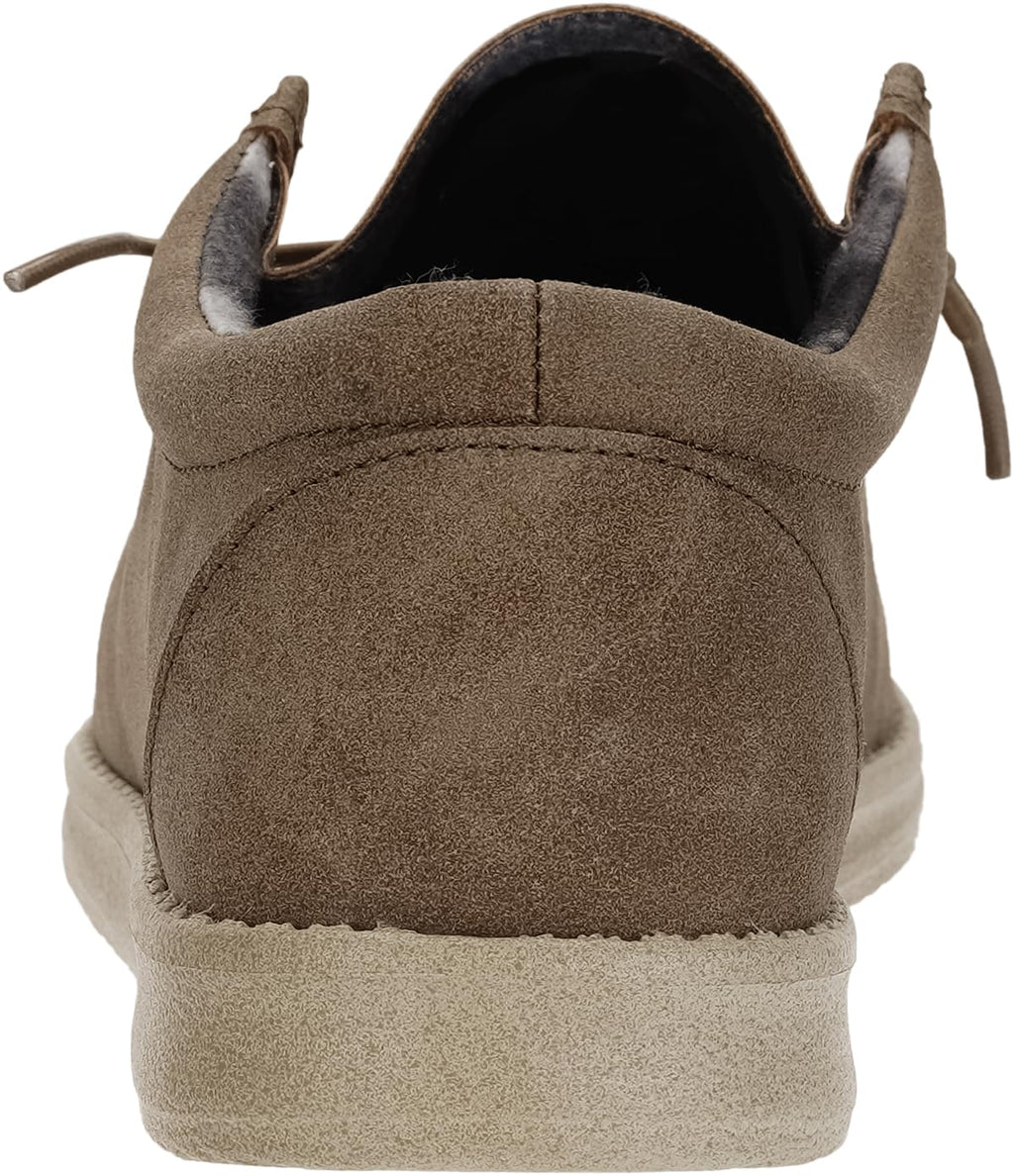 WHITIN Men's Casual Loafers Slip-on Leather Boat Shoes Fashion Deck Sneakers Size 11 Winter Walking Light Brown 44