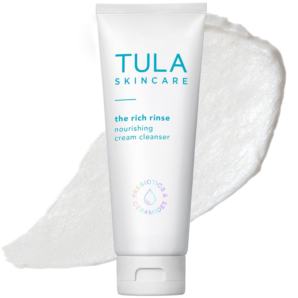 TULA Skincare Rich Rinse Cream-to-Foam Face Cleanser, Daily Wash for Pores & Skin Balance with Prebiotic Extracts, Antioxidants & Turmeric, Nourishing Formula, 6.7 FL OZ