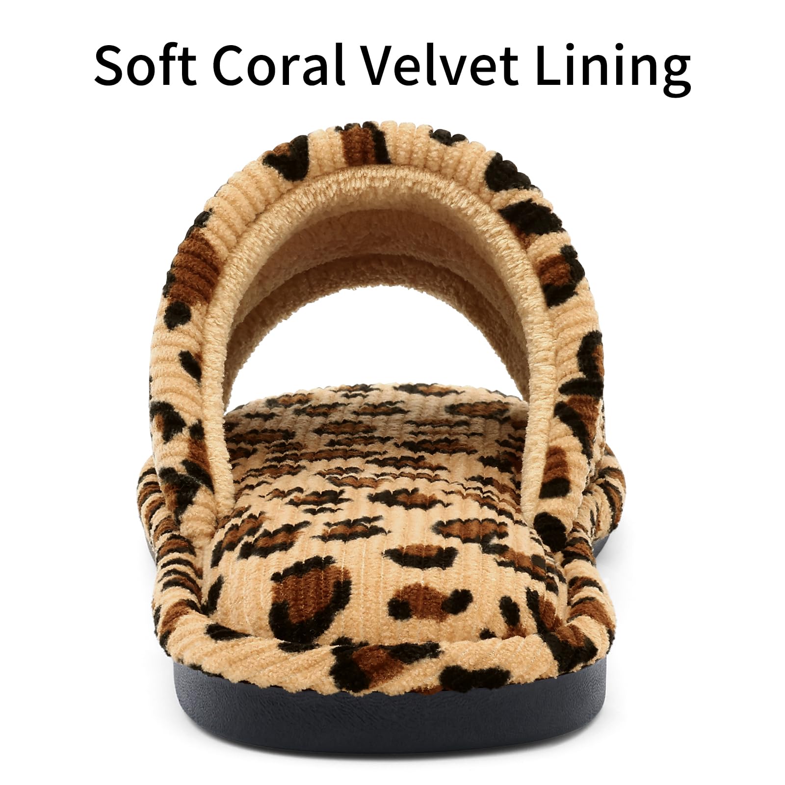 shevalues Summer House Slippers for Women Men Breathable Corduroy Indoor Slippers Slip-on Open Toe Bedroom Shoes with Memory Foam, Leopard 7.5-8.5 Women Men/6-7men