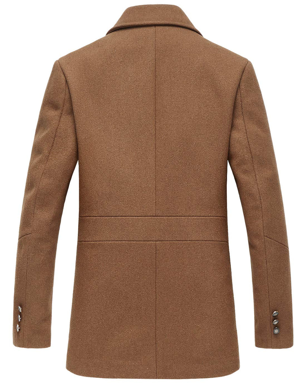 chouyatou Men's Classic Notched Collar Double Breasted Wool Blend Pea Coat (Large, Single-Camel)