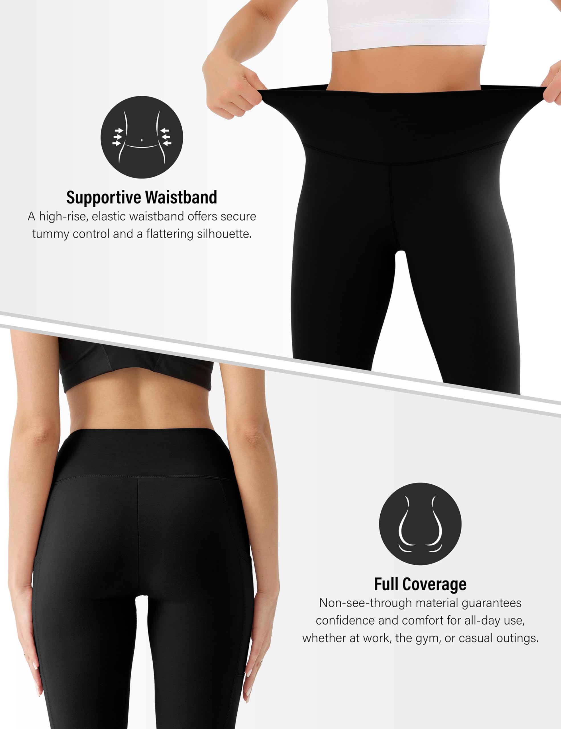 GYMGUN Leggings for Women with Pockets Buttery Soft -Tummy Control High Waisted Workout Yoga Pants for Running Plus Size