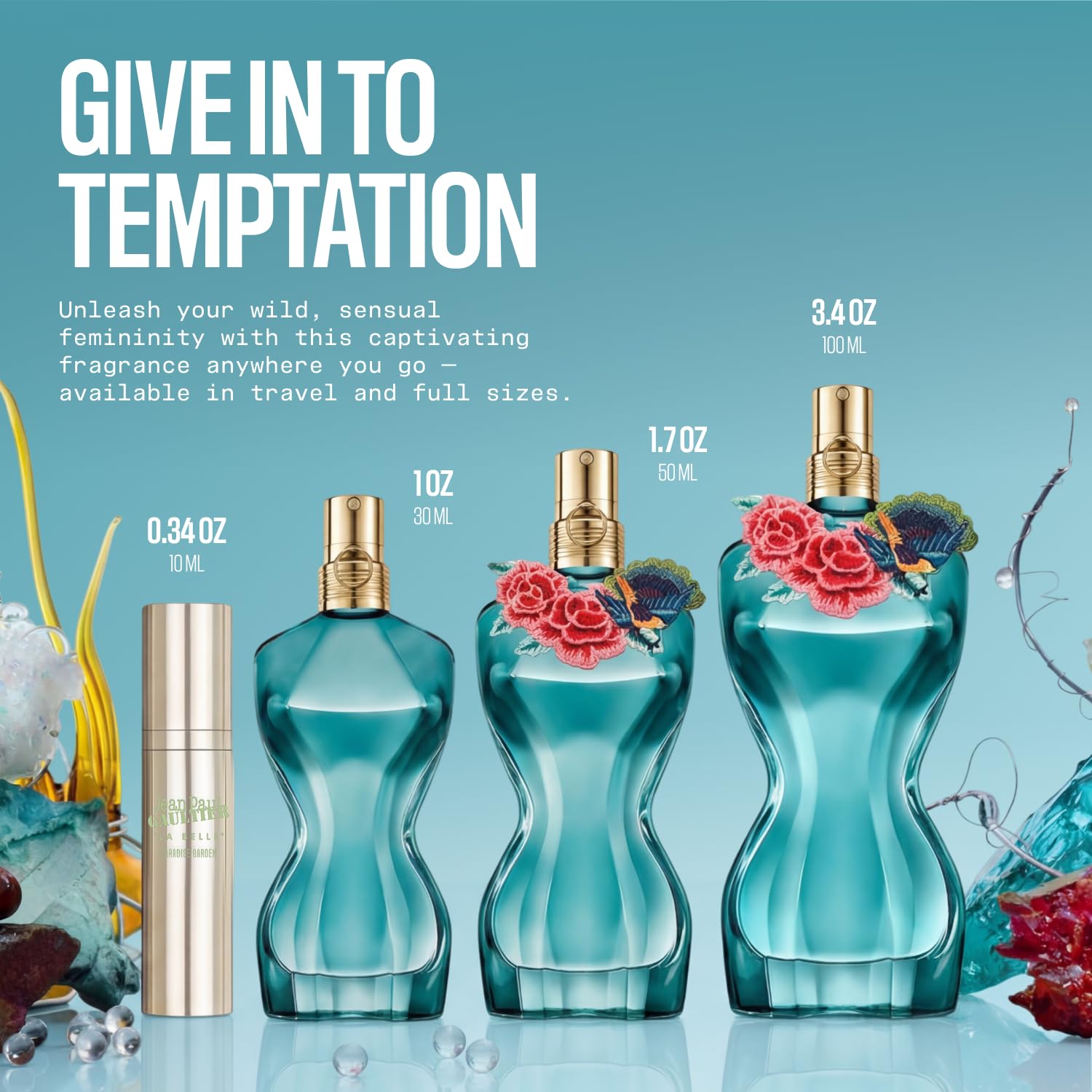 Jean Paul Gaultier La Belle Paradise Garden Eau de Parfum for Women - Long Lasting Floral Amber Women's Perfume with Blue Water Lily, Iris & Vanilla - Designer Fragrance Spray, 1.7 oz