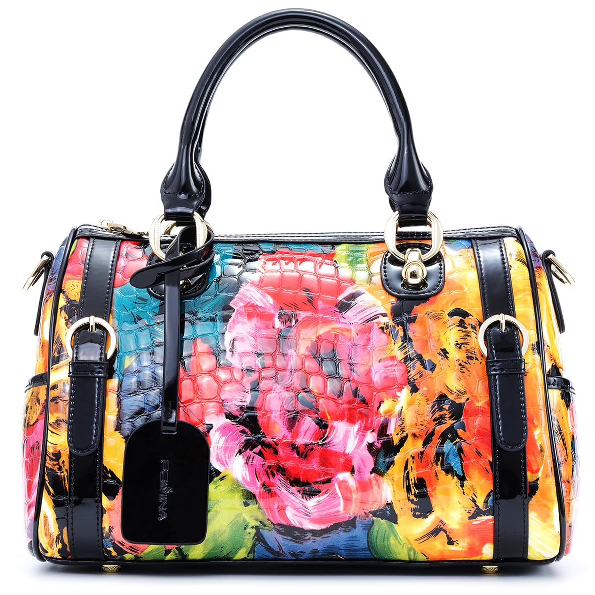 Genuine Leather Bags Flower Purses Floral Bag Tote Handbags for Women Cross Body Hobo Satchel Designer Medium Bag(Doodle)