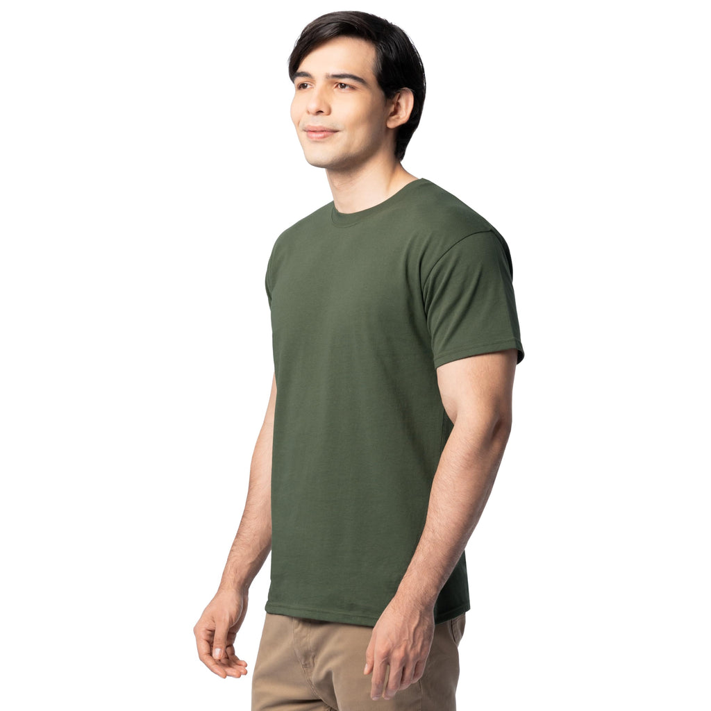 Fruit of the Loom Men's Eversoft Cotton T-Shirts (S-4XL), Crew-2 Pack-Military Green, 4X-Large