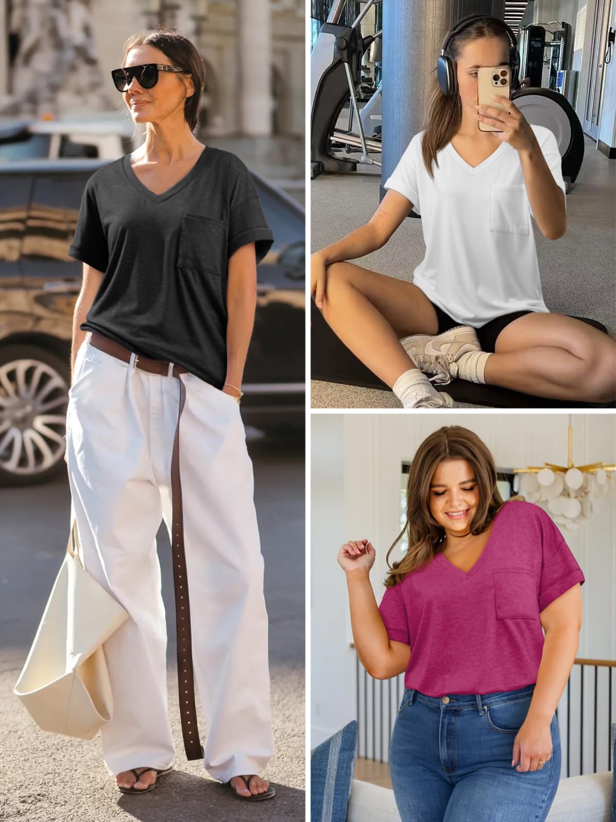 ATHMILE Summer Tops for Women 2024 Womens Tops Casual T Shirts Gray Purple