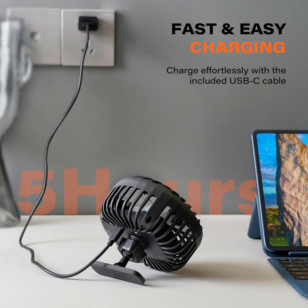 A2C Golf Cart Fan Rechargeable Magnetic Base Battery Operated Portable Fan 3 Speeds 4000 RPM Strong Airflow Compatible with Yamaha, EZGO, Club Car - 360° Rotatable Golf Cart & Cruise Ship Accessories