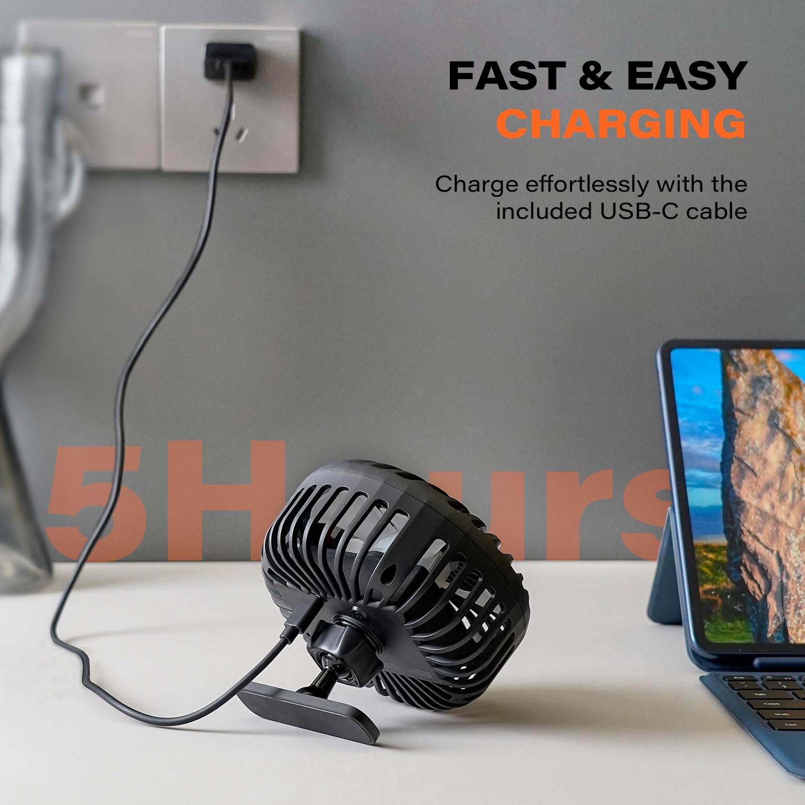 A2C Golf Cart Fan Rechargeable Magnetic Base Battery Operated Portable Fan 3 Speeds 4000 RPM Strong Airflow Compatible with Yamaha, EZGO, Club Car - 360° Rotatable Golf Cart & Cruise Ship Accessories