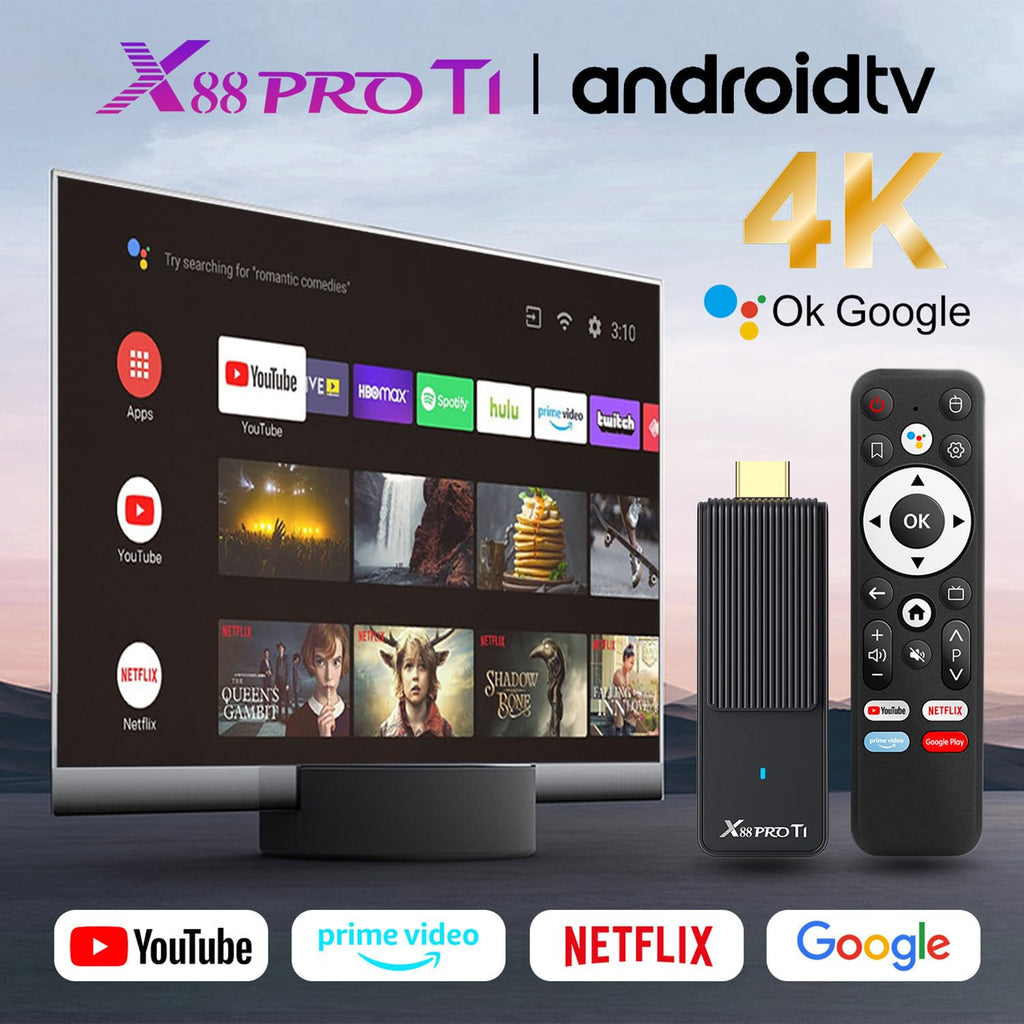 Android 14.0 TV Stick 2026, X88 PRO T1 Android TV Stick 2GB RAM 16GB ROM with RK3518 Quad-Core WiFi6 BT5.0 4K HD Video Output for Smart TV