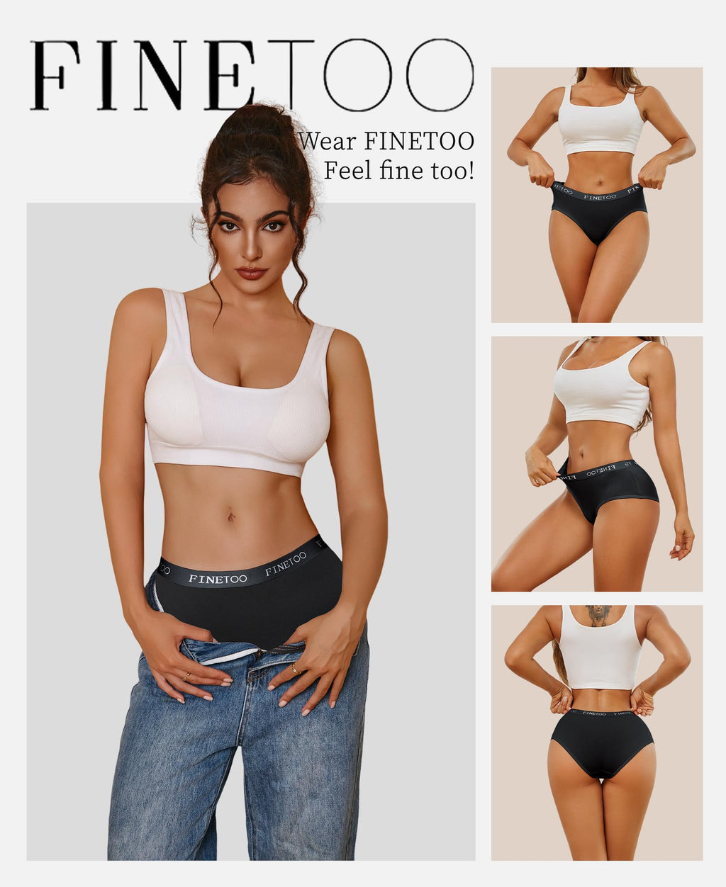 FINETOO Womens Underwear Cotton Hipster Sexy Panties Full Coverage Briefs Stretch Bikinis Comfortable Cheeky 6 Pack(S)