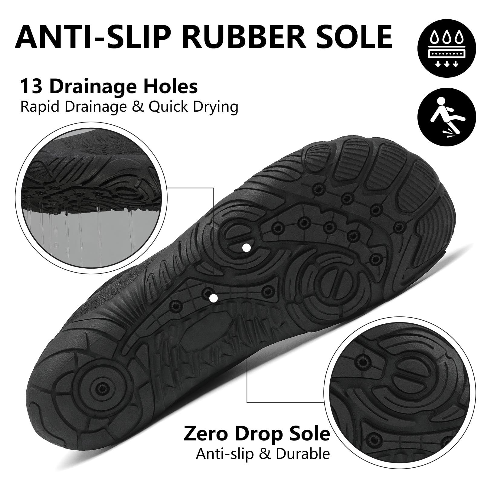 Mishansha Womens Mens Water Shoes Wide Toe Box Swim Beach Barefoot Shoes Quick Dry Non Slip Lividity Black 13.5 Women/11.5 Men